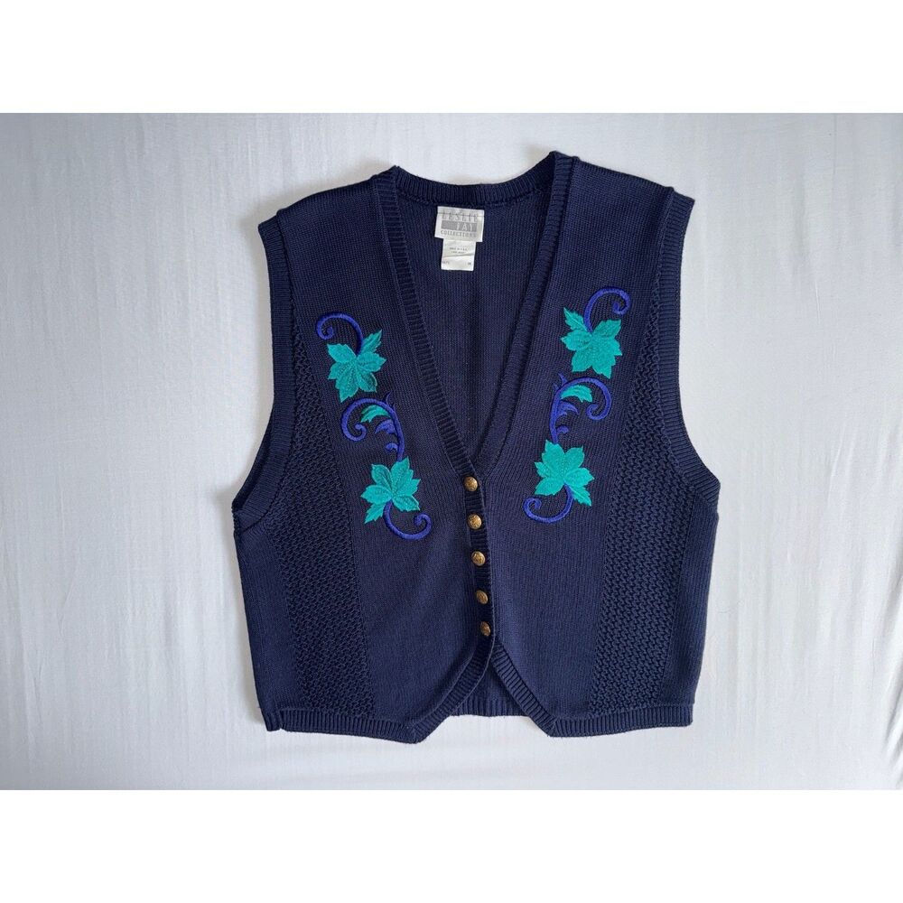 Vintage Leslie Fay Embroidered Sweater Vest | Size 16